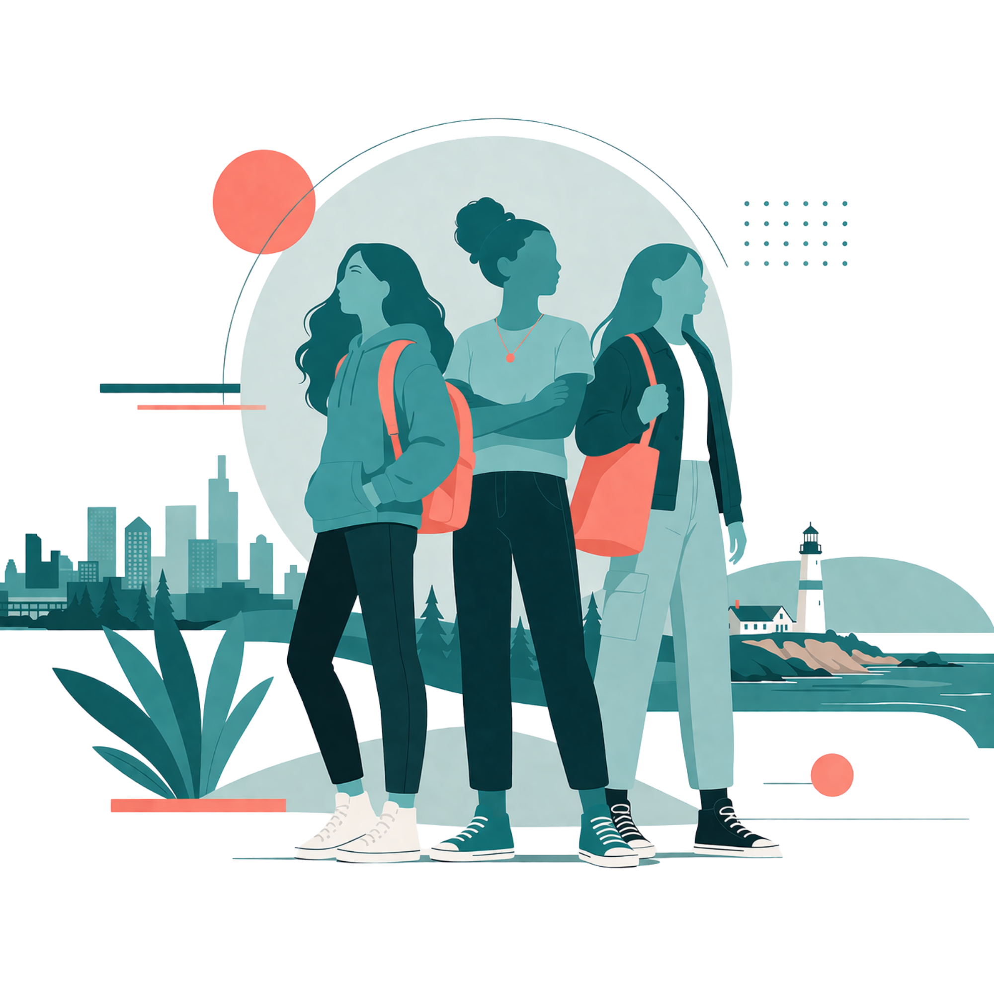 Illustration of girls representing the Smart and Safe program